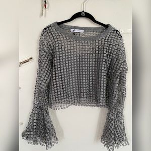 Zara silver glitter top